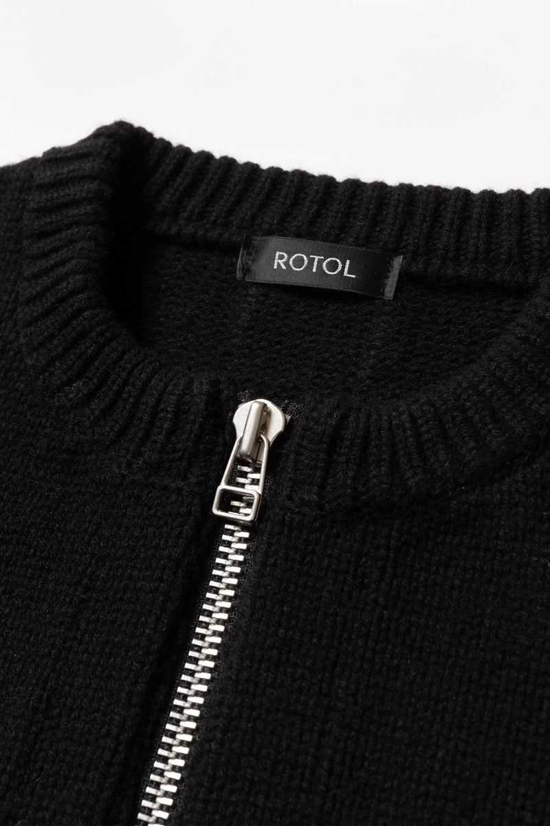 トップス ROTOL WOOL CASHMERE ZIP KNIT SWEATER ROTOL / WOOL CASHMERE ZIP KNIT SWEATER BLACK