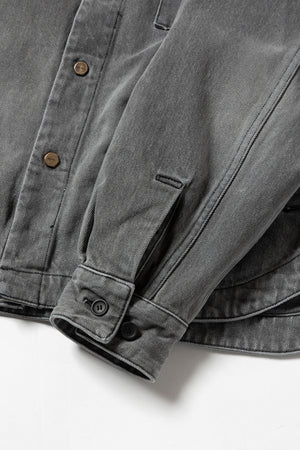 R24WSEM21/SNAP BUTTON BLACKDENIM SHIRT DAMAGE