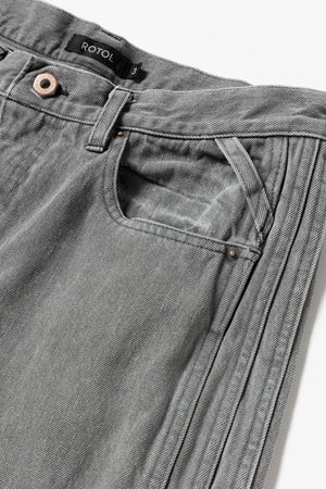 R24WPEM16/TRIPLE SEAMS 6P BLACK DENIM DAMAGE