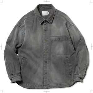 R24WSEM21/SNAP BUTTON BLACKDENIM SHIRT DAMAGE