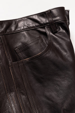 R25AWPMY04/LEATHER TRIPLE SEAMS 6P SHORTS